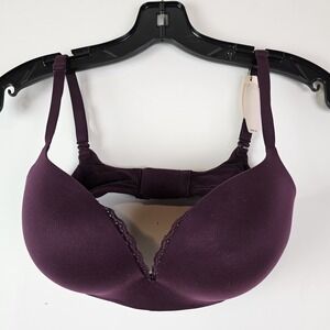 Victorias Secret Purple Burgundy Underwire Super Push Up Bra Plunge 32DD NWT $48